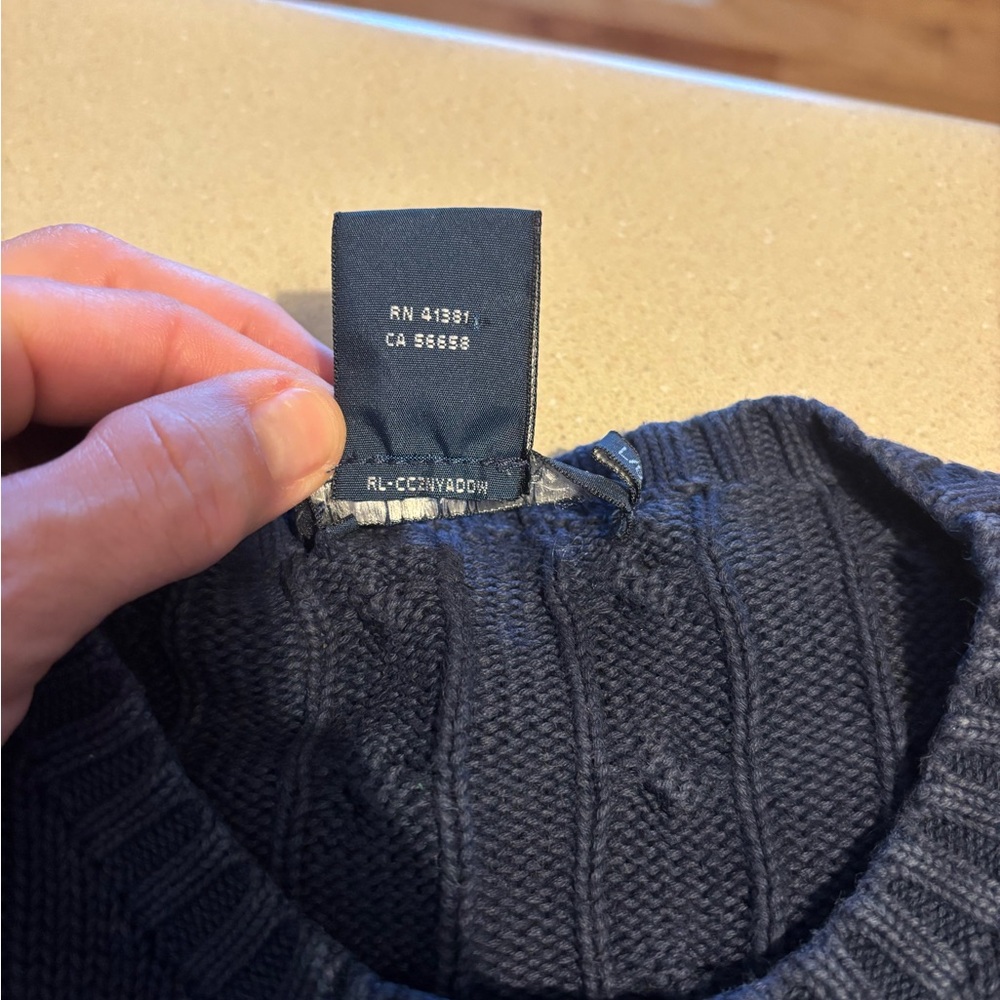 Ralph Lauren Navy Cable Knit Crewneck Sweater - Picture 3 of 5